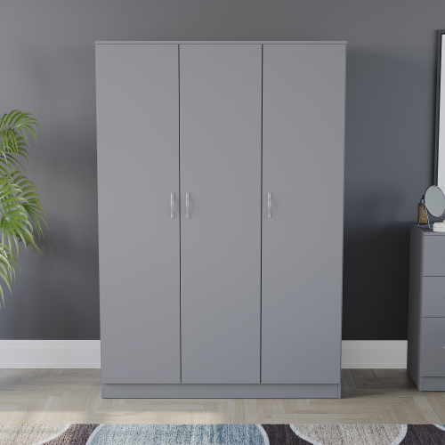 Vida Designs (Grey) Riano 3 Door Wardrobe Bedroom Clothes Storage 1