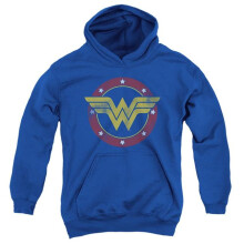 Trevco Sportswear JLA1485-YFTH-2 Justice League Wonder Woman Circle Logo Youth Hooded Sweatshirt, Royal - Medium