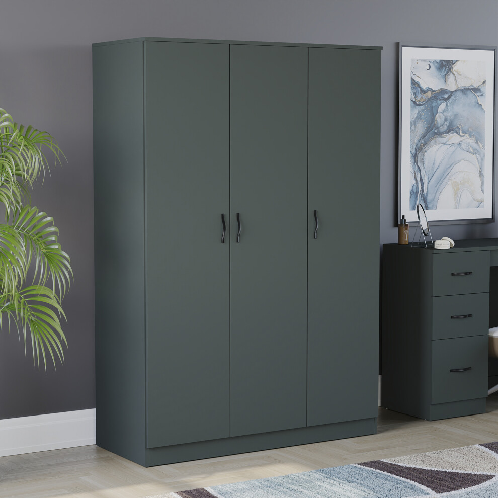 (Jasper Green) Riano 3 Door Wardrobe Bedroom Clothes Storage