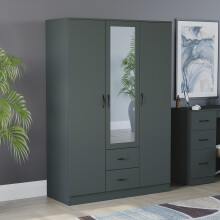 (Jasper Green) Riano 3 Door 2 Drawer Mirrored Bedroom Wardrobe