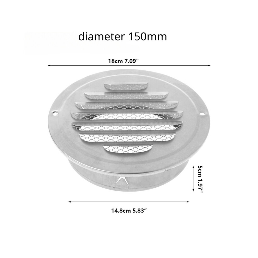 (150Mm) Stainless Steel Exterior Wall Air Vent Grille Round Ducting Ventilation Grilles Air Vent 9160443686993