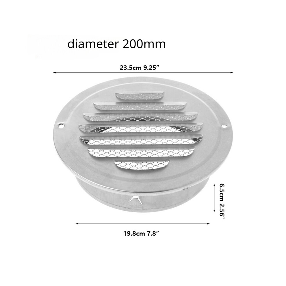 (200Mm) Stainless Steel Exterior Wall Air Vent Grille Round Ducting Ventilation Grilles Air Vent 9160443688270