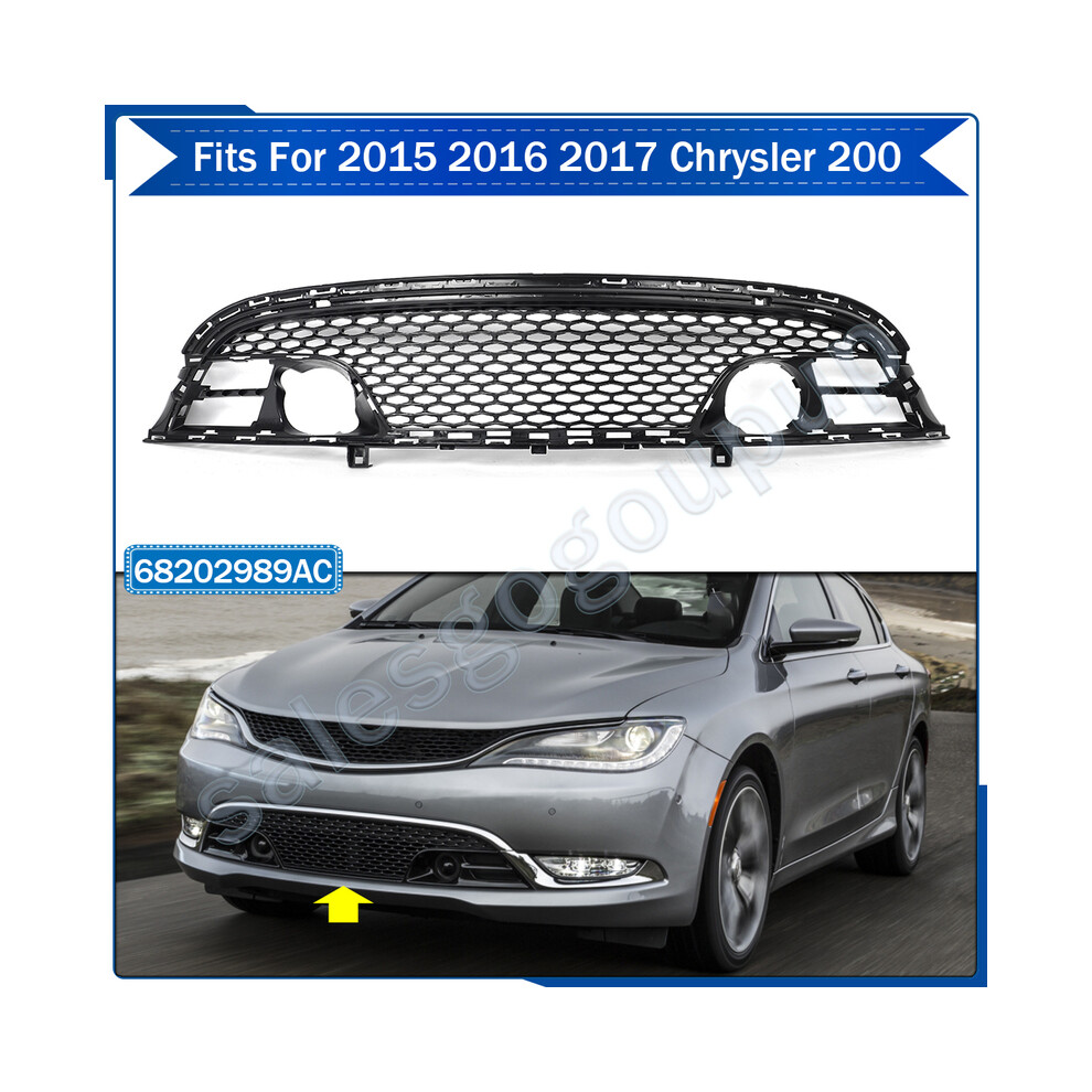 Front Bumper Grille Modified Grill For 2015 2016 2017 Chrysler 200 200C Front Lower Grille Racing Grills Accessories Black 9160443695391