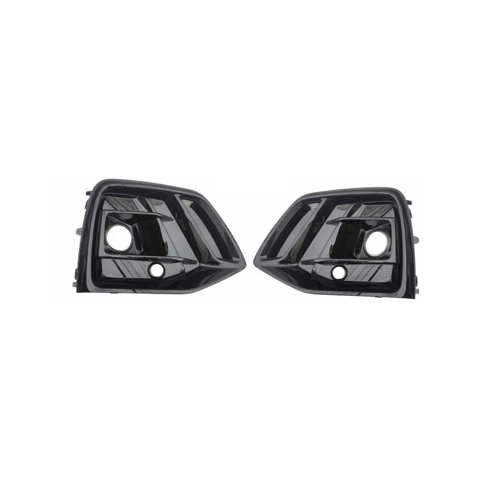 ( 1 Pair) Car Front Bumper Fog Grille Grill Cover With Acc Hole For Audi Q5 Sq5 S-Line Sline Sport 2021 2022 2023 Left Black/Light 9160443694929