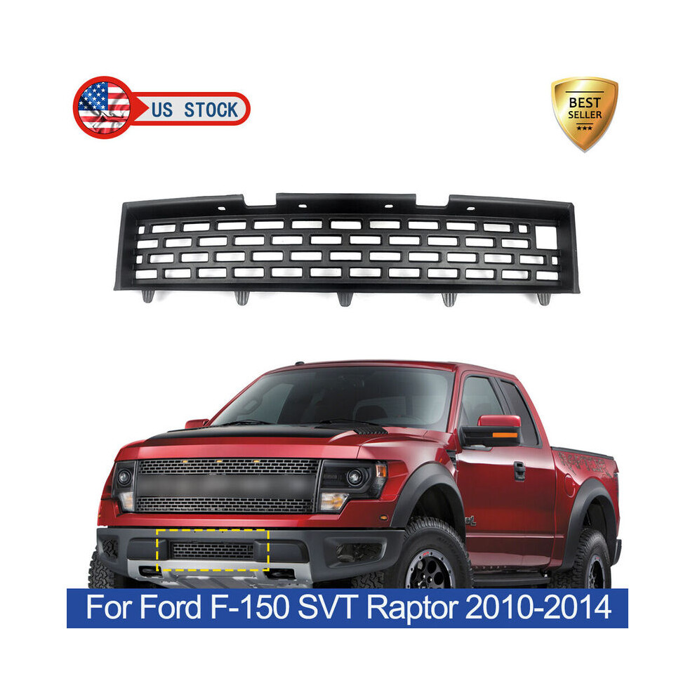 (As Shown) Front Bumper Lower Center Grill Grille For Ford F-150 F150 Svt Raptor 2010-2014 Black 9160443692147