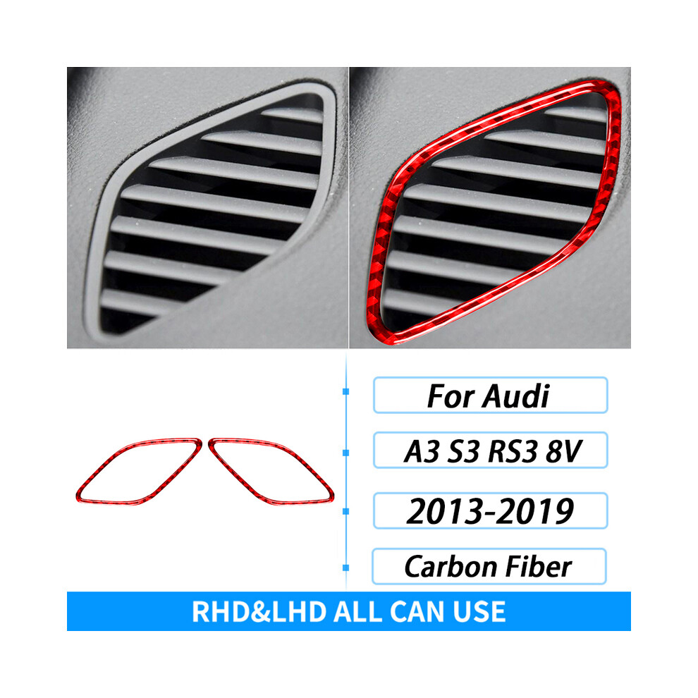 (Red) For Audi A3 S3 Rs3 8V 2013-19 Carbon Fiber Dashboard Defogger Air Vent Outlet Pnael Trim Cover Car Interior Accessories Red 9160443710124