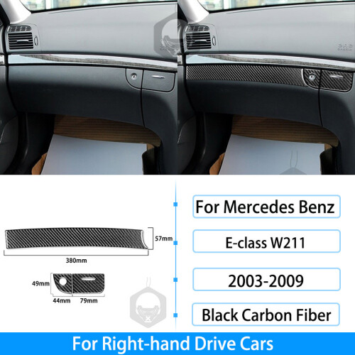 (Glove Set RHD) For Mercedes Benz E-Class W211 2003-2009 Carbon Fiber Center Control Air Outlet Vent Trim Suits Car Interior Accessories