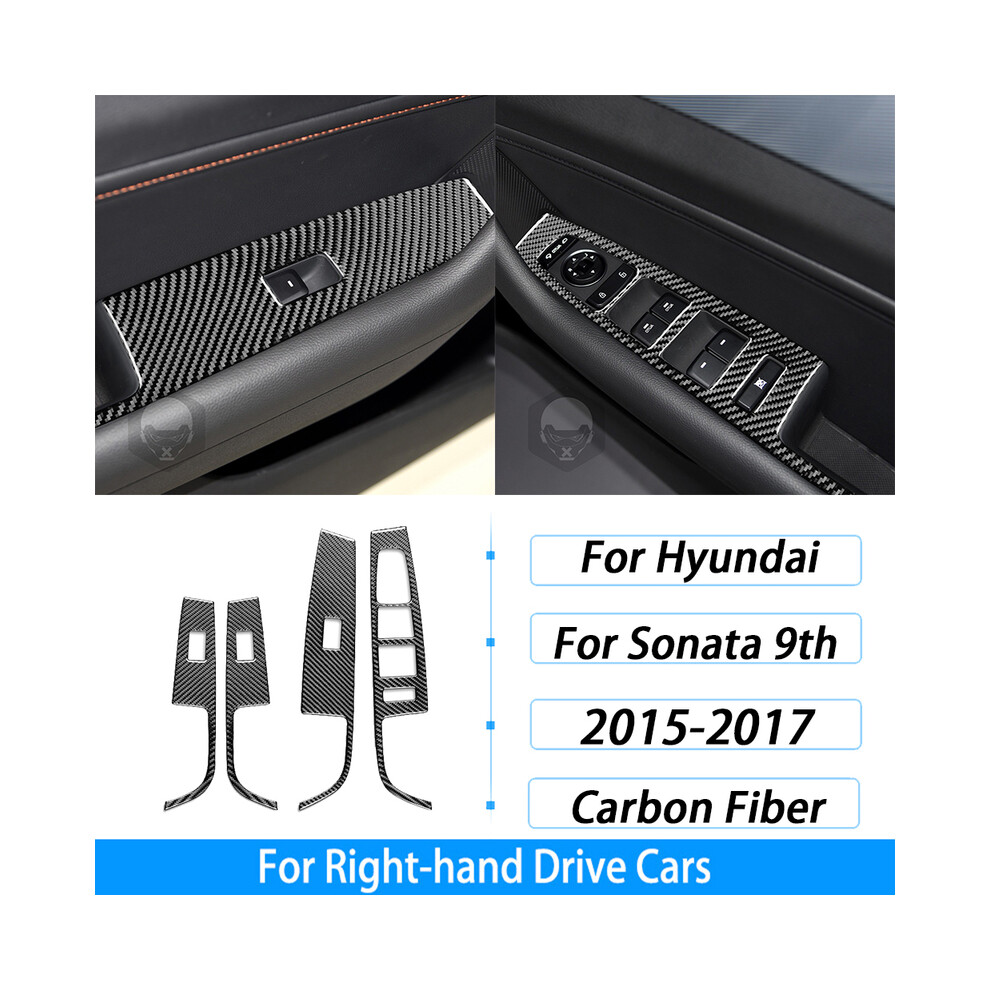 (6) For Hyundai Sonata 9Th 2015-2017 Carbon Fiber Gear Shift Window Lift Cd Storage Box Panel Suit Car Interior Decoration 9160443725913