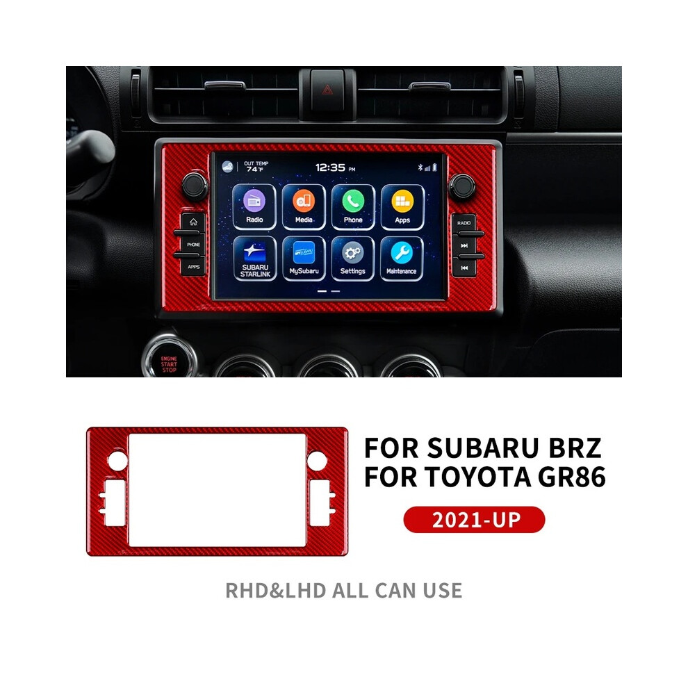(Navigation Panel For Lhd) Real Soft Carbon Fiber Sticker For Subaru Brz Toyota Gr86 2021 2022 2023 2024 Interior Trim For Rhd Lhd Decorative Red 9160443718625
