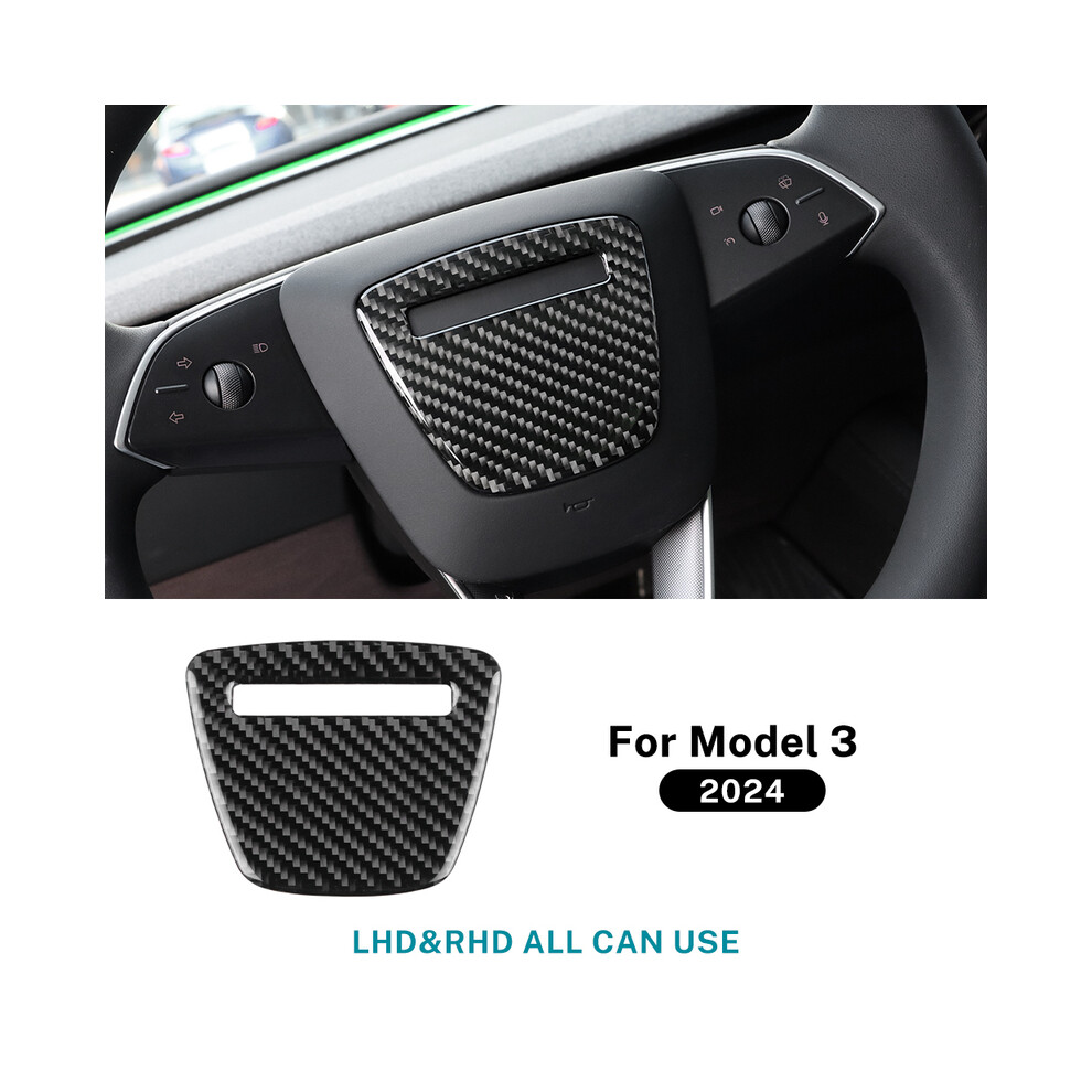 ( Highland 2024B) Real Soft Carbon Fiber For Tesla Model 3 Highland 2024 Steering Wheel Frame Cover Trim Car Interior Accessories Black 9160443707216