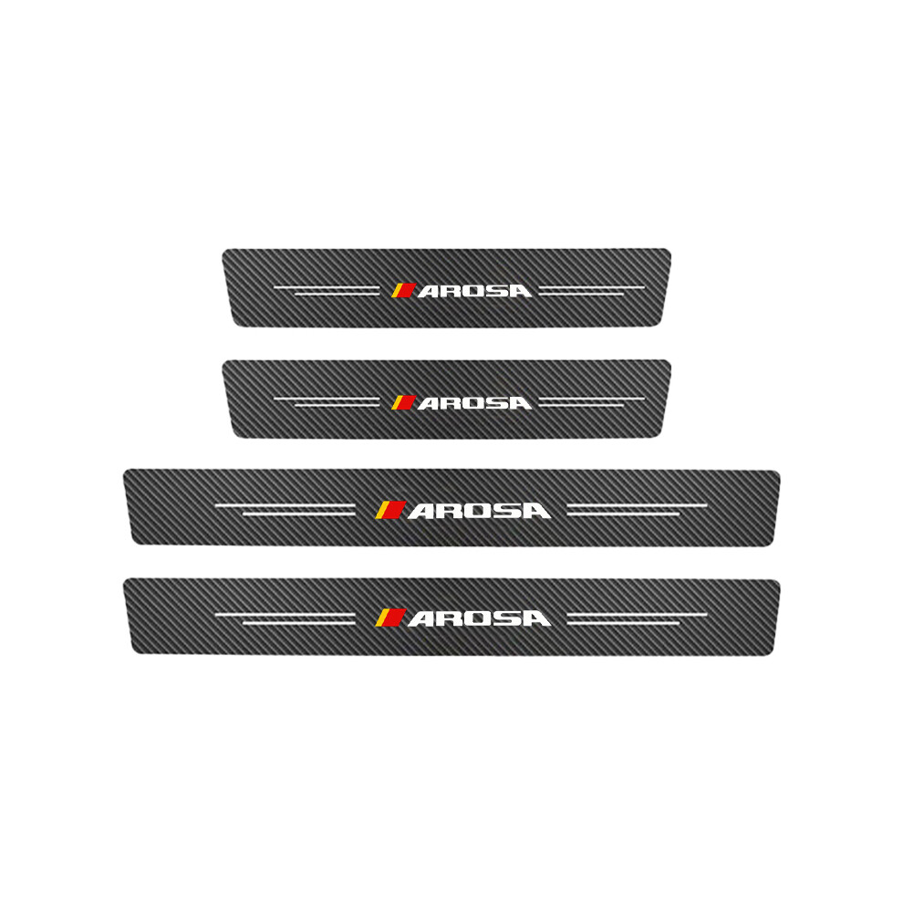 (For Arosa) 4Pcs Carbon Fiber Car Door Sill Sticker For Seat Leon Arosa Ateca Cordoba Ibiza Mii Carbon Guard Strips 9160443697241
