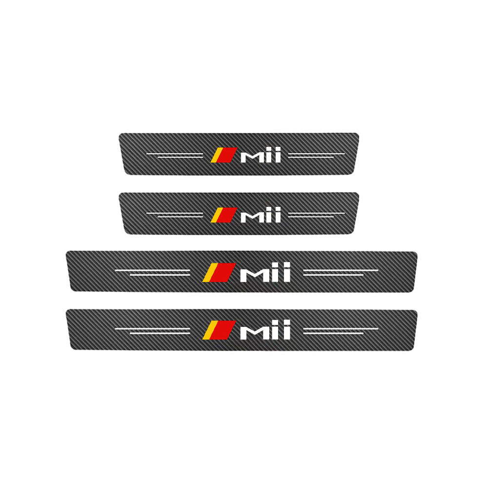 (For Mii) 4Pcs Carbon Fiber Car Door Sill Sticker For Seat Leon Arosa Ateca Cordoba Ibiza Mii Carbon Guard Strips 9160443697265