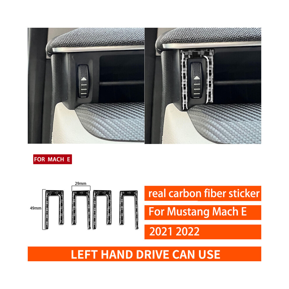 (Black) For Ford Mustang Mach-E Mach E 2021 2022 Dashboard Center Air Outlet Frame Real Carbon Fiber Sticker Car Interior Accessories Black 9160443707490