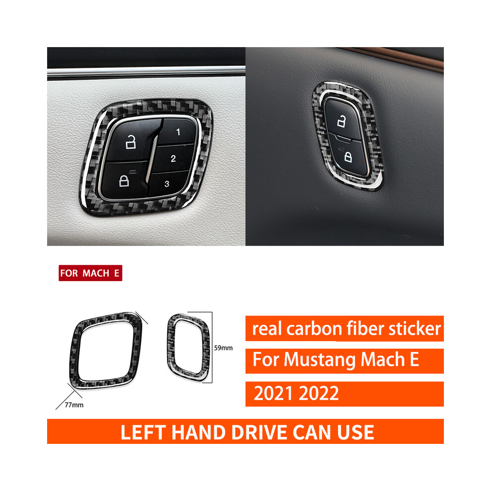(Black) For Ford Mustang Mach-E Mach E 2021 2022 Dashboard Side Air Outlet Frame Trim Real Carbon Fiber Sticker Car Interior Black 9160443707483