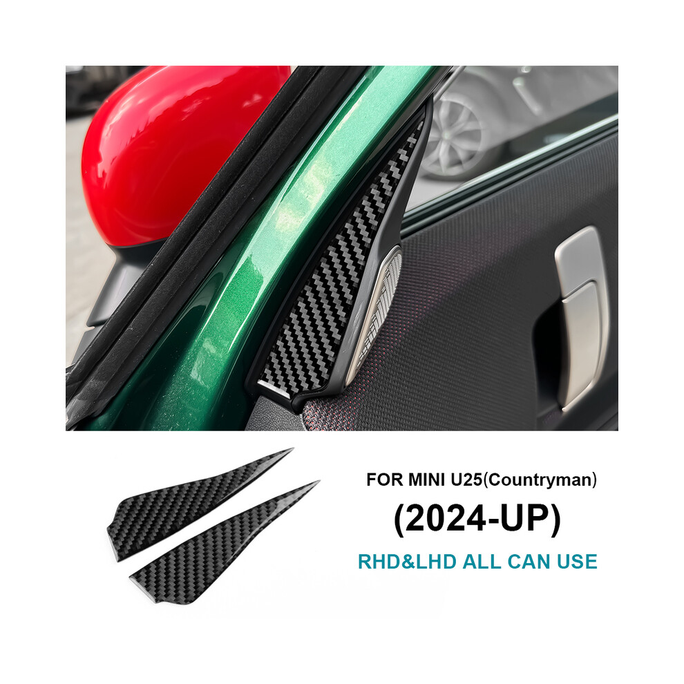 ( Carbon, For Countryman U25) For Mini Countryman 2024 2025 U25 Accessories Car Inner Door A Pillar Speaker Side Decoration Real Soft Carbon Fibe Black 9160443707568