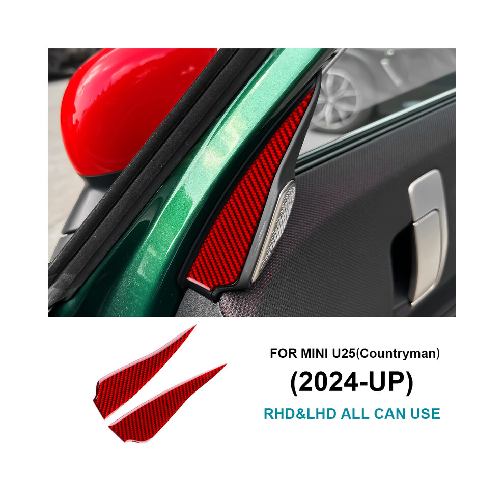 ( Carbon, For Countryman U25) For Mini Countryman 2024 2025 U25 Accessories Car Inner Door A Pillar Speaker Side Decoration Real Soft Carbon Fiber Red 9160443707544