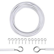 Zuvo Net Curtain Wire with Hooks and Eyes - 3 m Extra Strong Curtain Wire with 4 Hooks