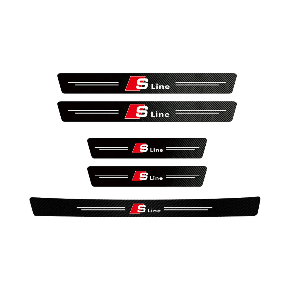 (5Pcs Car Door Xtrunk) 1/4/5Pcs Carbon Fiber Leather Car Door Sill Protector Strip For Audi Sline A3 A1 A4 B8 B7 A6 C7 A5 A7 A8 B9 B6 C6 Q2 9160443708152