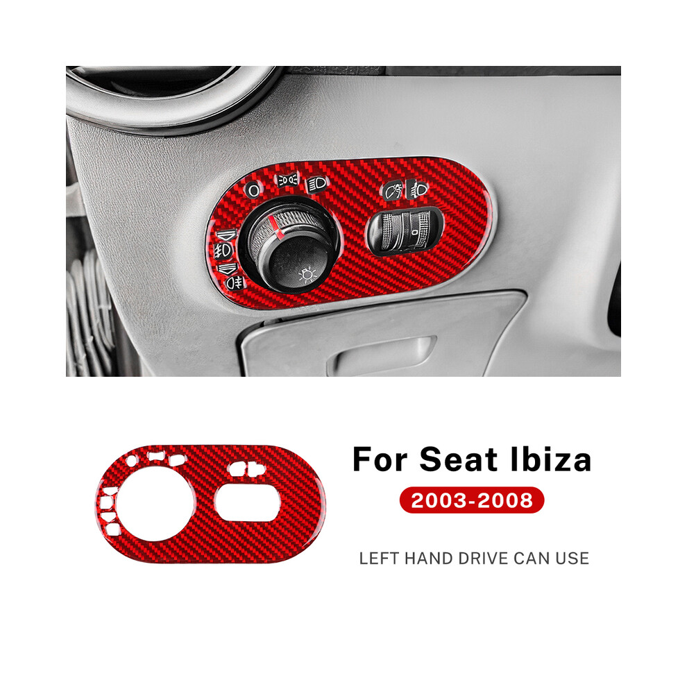 ( Carbon) Real Soft Carbon Fiber Sticker For Seat Ibiza 2003 2004 2005 2006 2007 2008 Lhd Car Headlight Switch Frame Panel Accessories Red 9160443698781