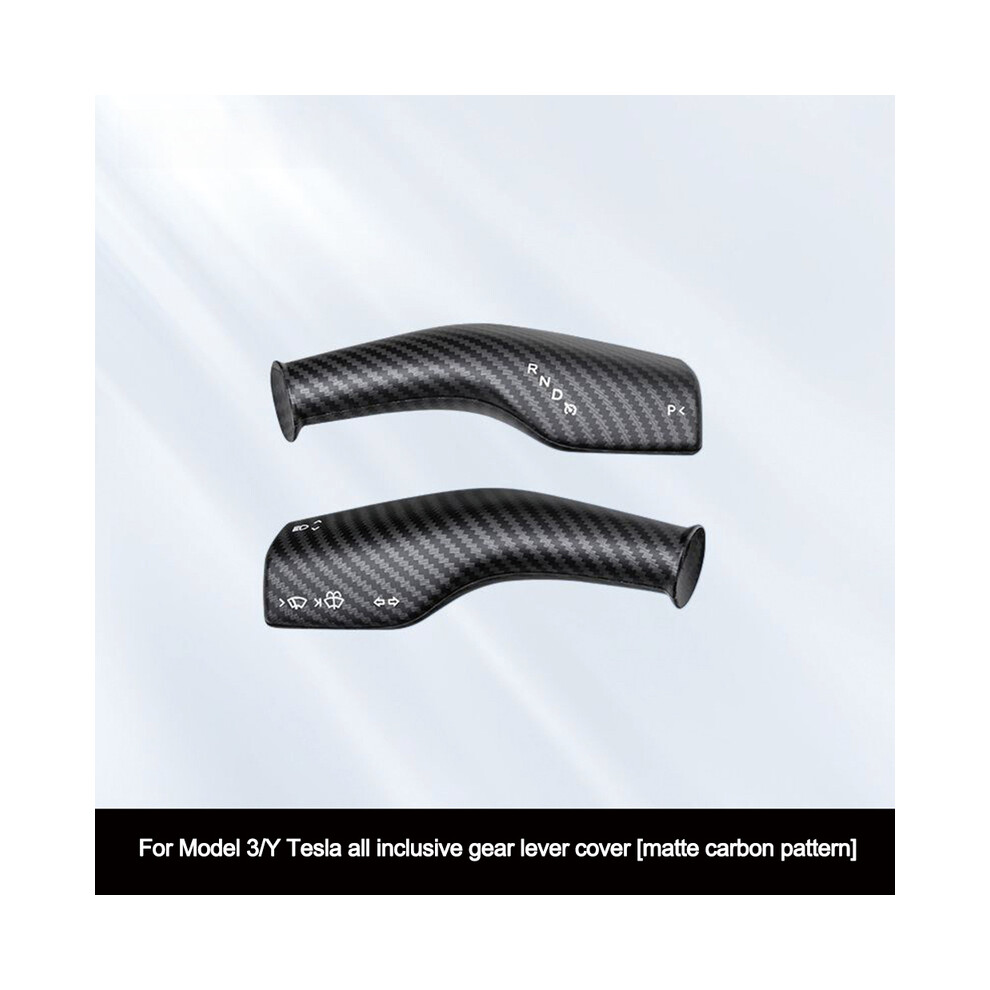 (Matte Carbon Fiber) Car Column Gear Shift Cover For Tesla Model Y Model 3 Real Carbon Fiber Steering Wheel Lever Cover Decoration Accessories 9160443698859