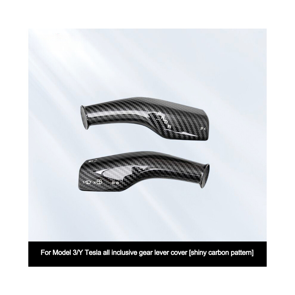 (Carbon Fiber) Car Column Gear Shift Cover For Tesla Model Y Model 3 Real Carbon Fiber Steering Wheel Lever Cover Decoration Accessories 9160443698842
