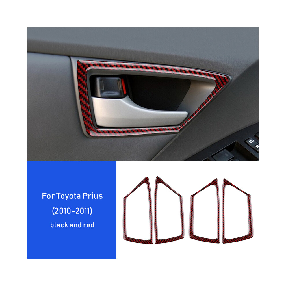 (Black with Red) Real Soft Carbon Fiber for Toyota Prius 2010 2011 Accessories Interior Trim Car Side Inner Door Handle Cover Frame-image-OPC-PGD6XNM-NEW