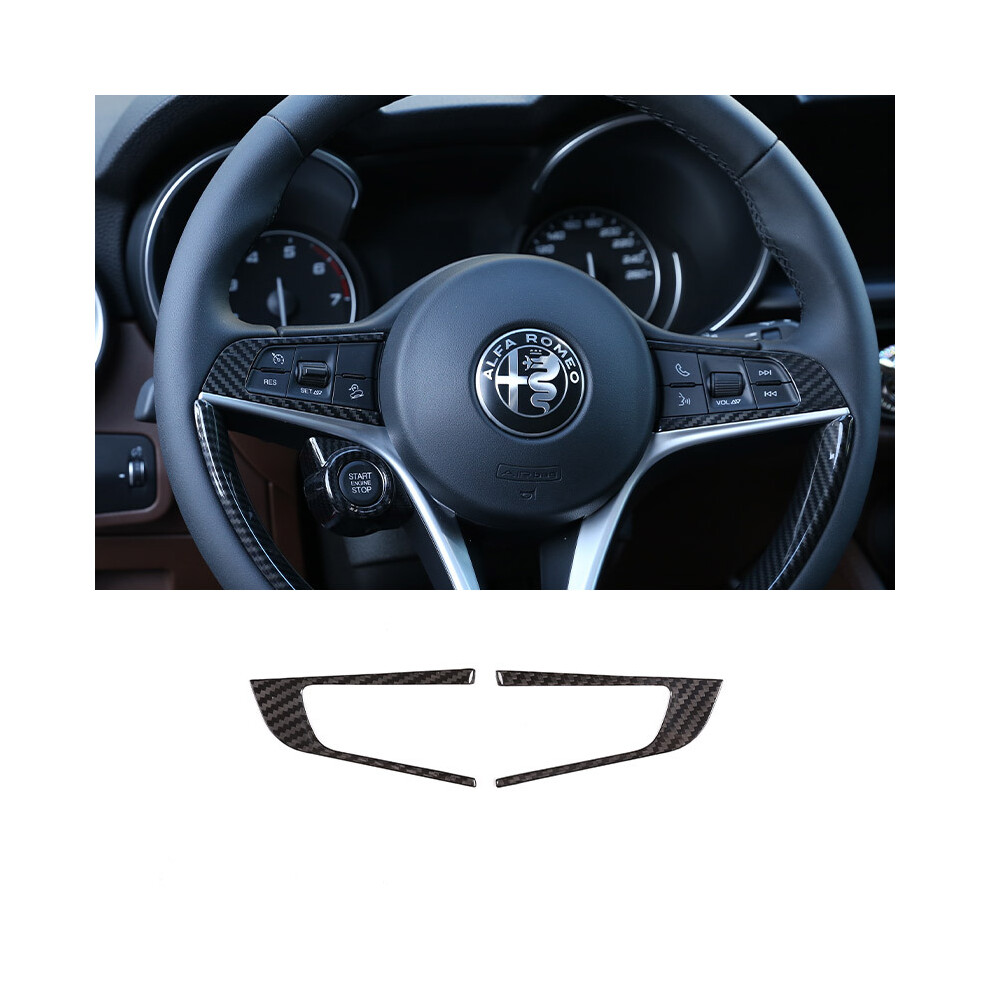 (Style 5) Real Carbon Fiber For Alfa Romeo Stelvio Giulia 2017-2019 Car Steering Wheel Decorative Frame Sticker Car Interior 9160443725586