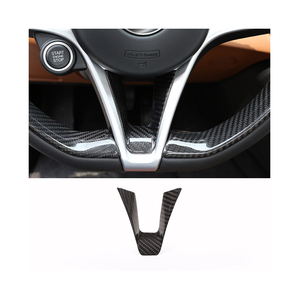 (Style 6) Real Carbon Fiber For Alfa Romeo Stelvio Giulia 2017-2019 Car Steering Wheel Decorative Frame Sticker Car Interior 9160443724794