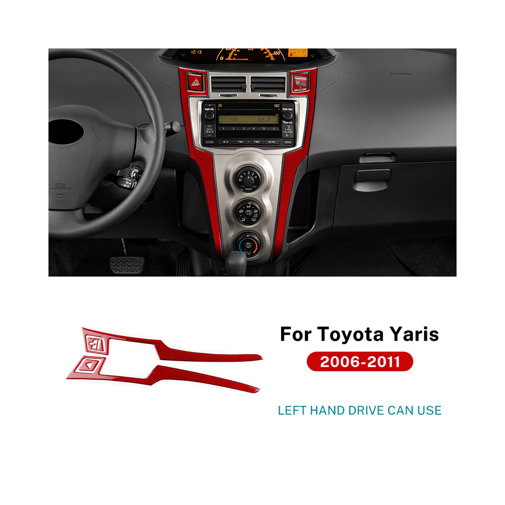 (For Lhd Outer ) For Toyota Yaris 2006 2007 2008 2009 2010 2011 Real Soft Carbon Fiber Sticker Lhd Rhd Car Central Control Cd Ac Knob Red 9160443720000
