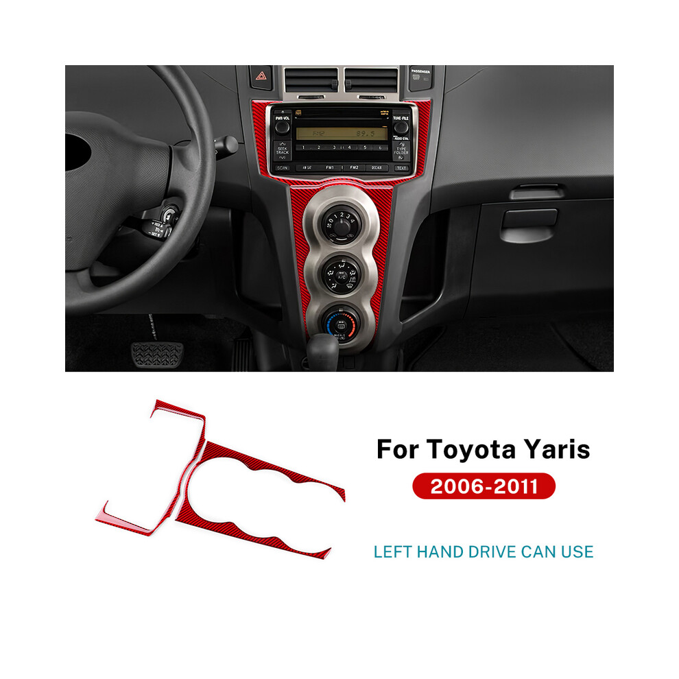 (For Lhd Inner ) For Toyota Yaris 2006 2007 2008 2009 2010 2011 Real Soft Carbon Fiber Sticker Lhd Rhd Car Central Control Cd Ac Knob Red 9160443716010