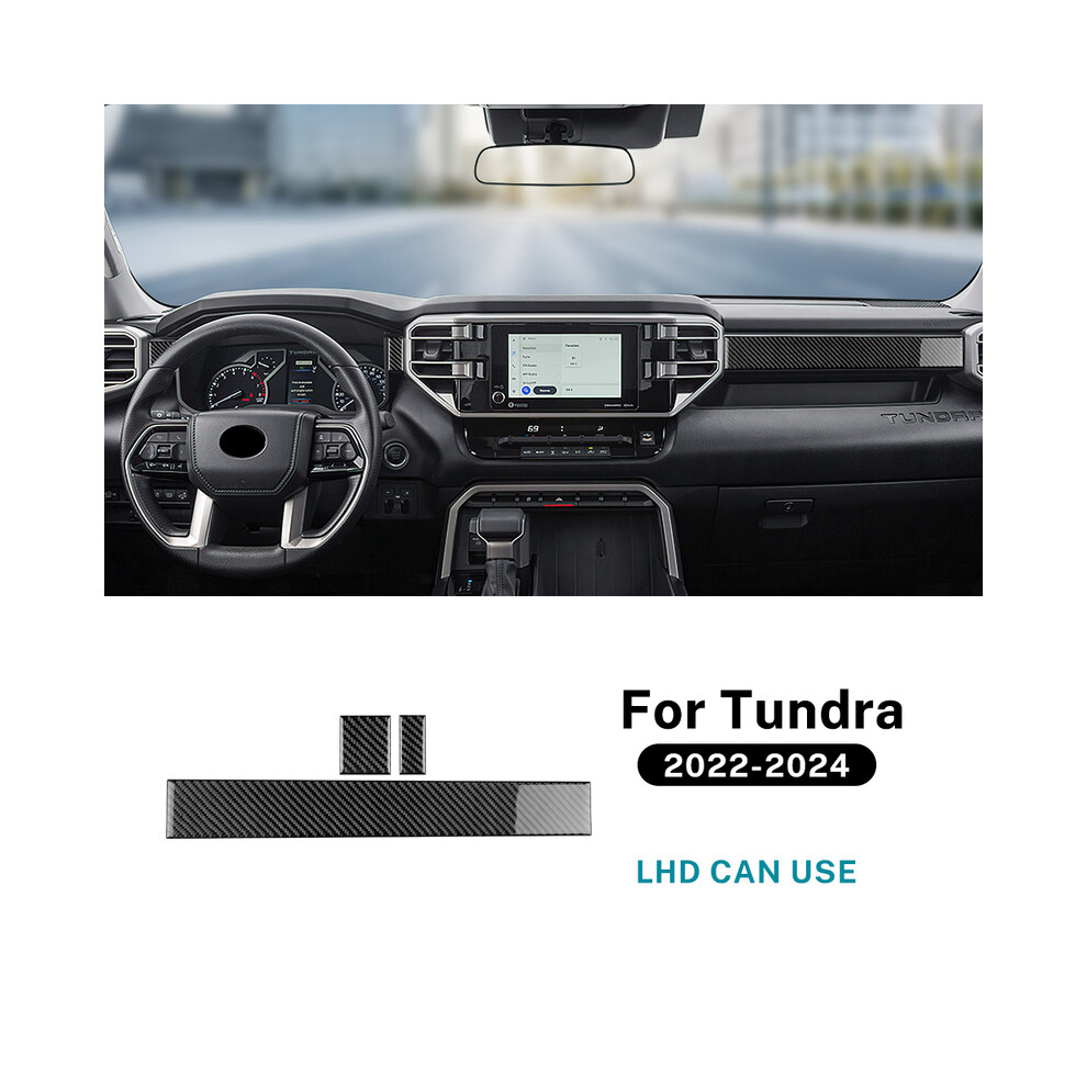 (Black) Real Soft Carbon Fiber Stikcer For Toyota Tundra 2022 2023 2024 Car Co-Pilot Central Control Interior Trim Decor Accessories Black 9160443716447