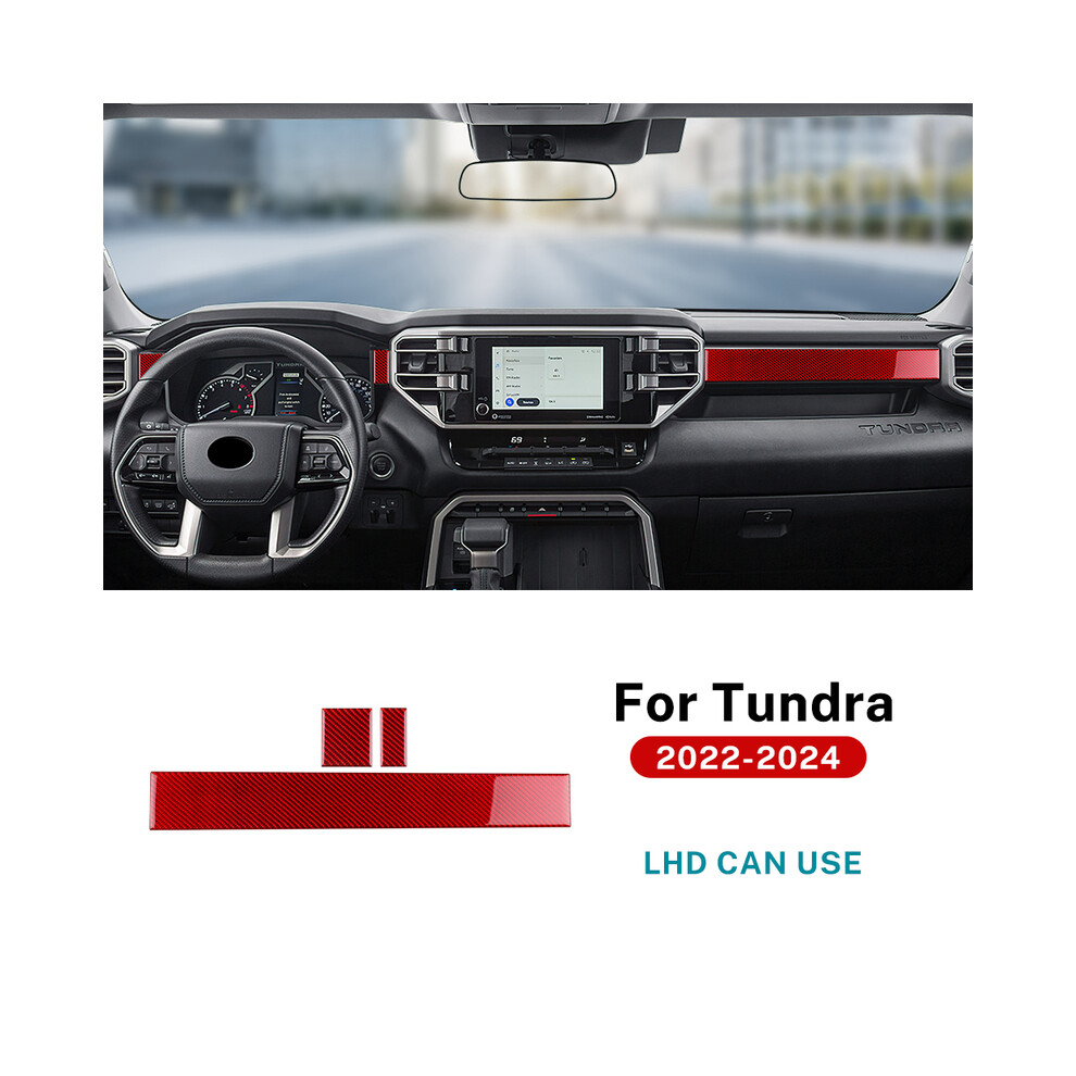 (Red) Real Soft Carbon Fiber Stikcer For Toyota Tundra 2022 2023 2024 Car Co-Pilot Central Control Interior Trim Decor Accessories Red 9160443716454