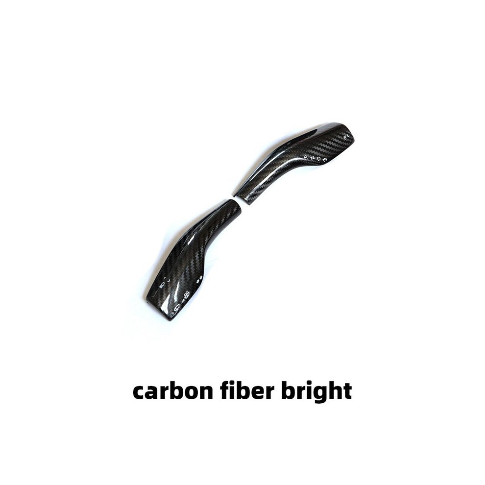 (Bright) 2Pcs For Tesla Model 3 2023 Real Carbon Fiber Column Shift Protective Cover Decorative Stickers 2022 Tesla Model Y 9160443718113