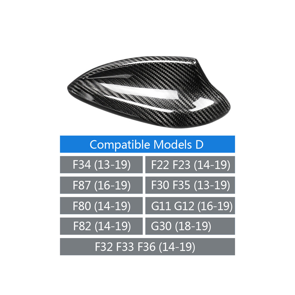 (Model D) Real Carbon Fiber Shark Fin Antenna Cover For Bmw E90 E92 F20 F30 F10 F34 G30 G20 F15 F16 F21 F45 F46 F01 F02 Antenna 9160443716935