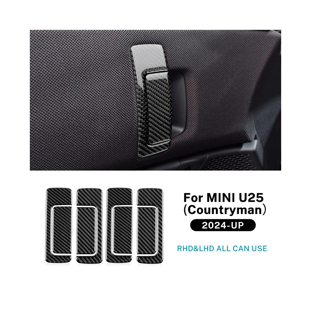 (BLACK, for u25 countryman) AMBERMILE for Mini Countryman U25 2024 2025 Car Inner Door Handle Pull Interior Trim Sticker Cover Real Soft Carbon-image-OPC-PGD6YC8-NEW
