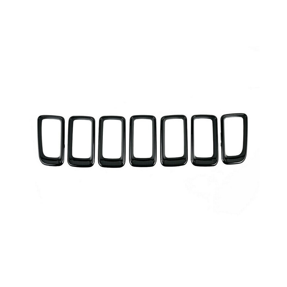 (Black) 7Pcs Front Grill Vent Hole Frame Trim Abs Chrome Grille Trim Molding Insert Fit For Jeep Compass 2011-2017 Car Black 9160443690952