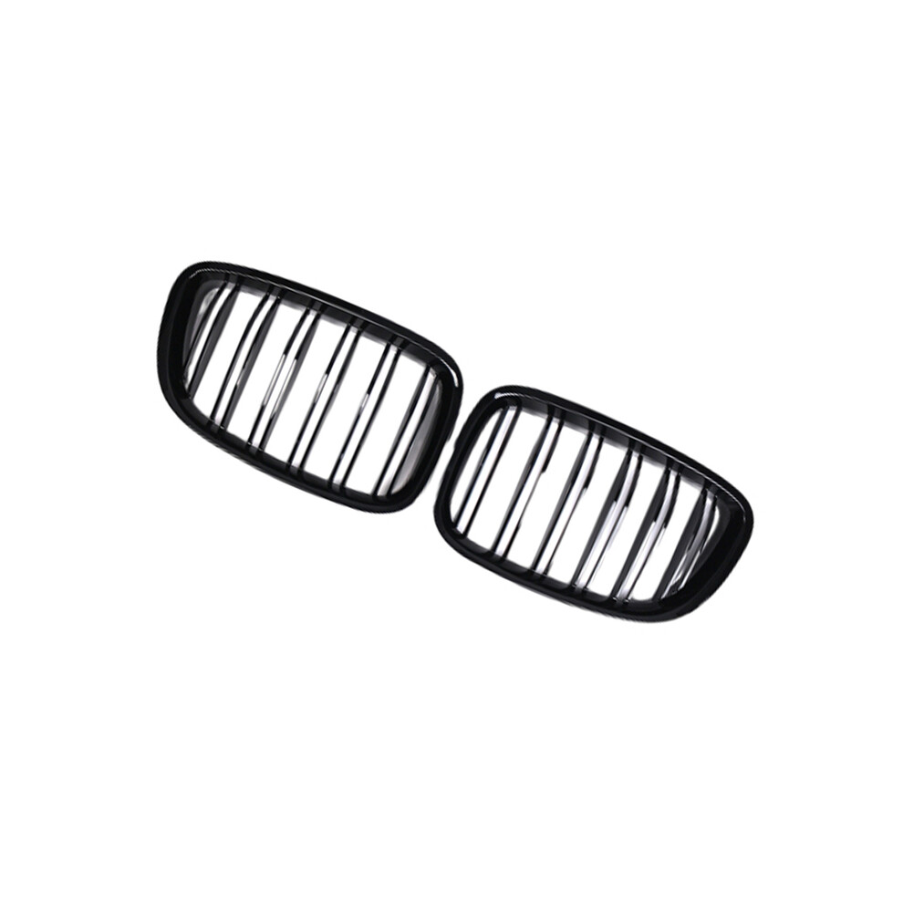 (Dual Line) Car Front Bumper Kidney Grille Racing Grills Dual Slats Grill Gloss For Bmw 5 Series Gt F07 2010 2011 2012 2013 Black 9160443691362