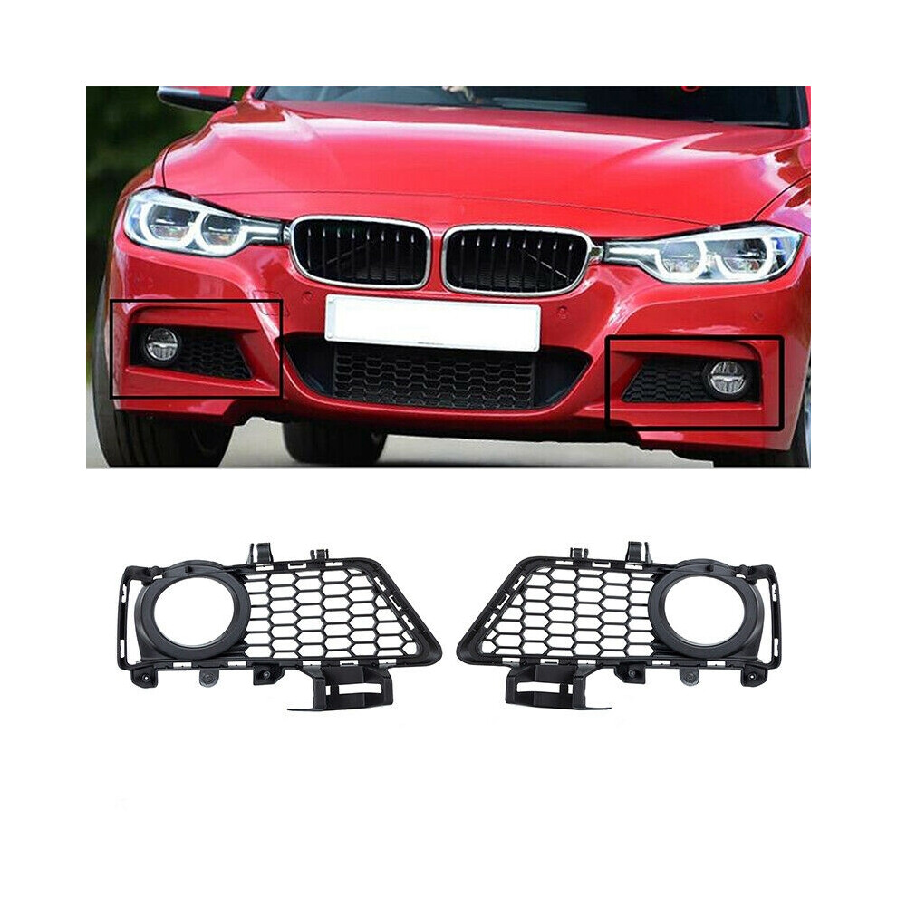 ( B) Front Bumper Lower Fog Grille For -Bmw 3 Series F30 F31 Lci M-Sport 2011+ Black/Light 9160443689369