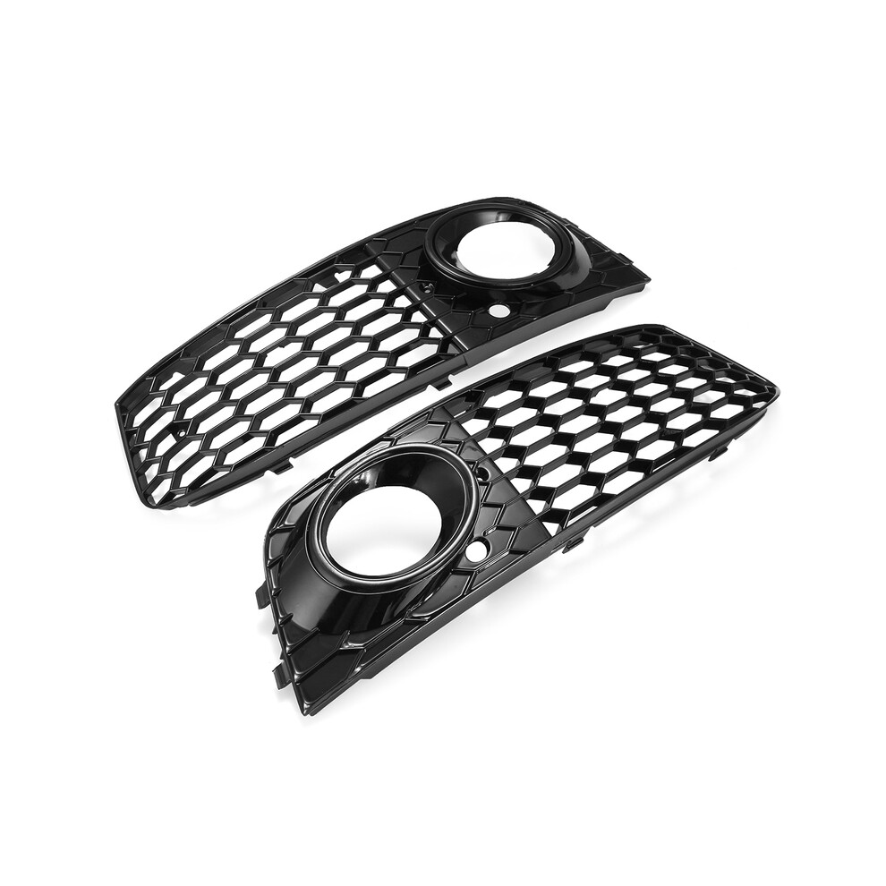 (Glossy ) For Audi A4 B8 Rs4 2009 2010 2011 2012 Honeycomb Mesh Fog Open Vent A4 Grille Intake Cover 8Kd807682 Fog Black/Light 9160443689635