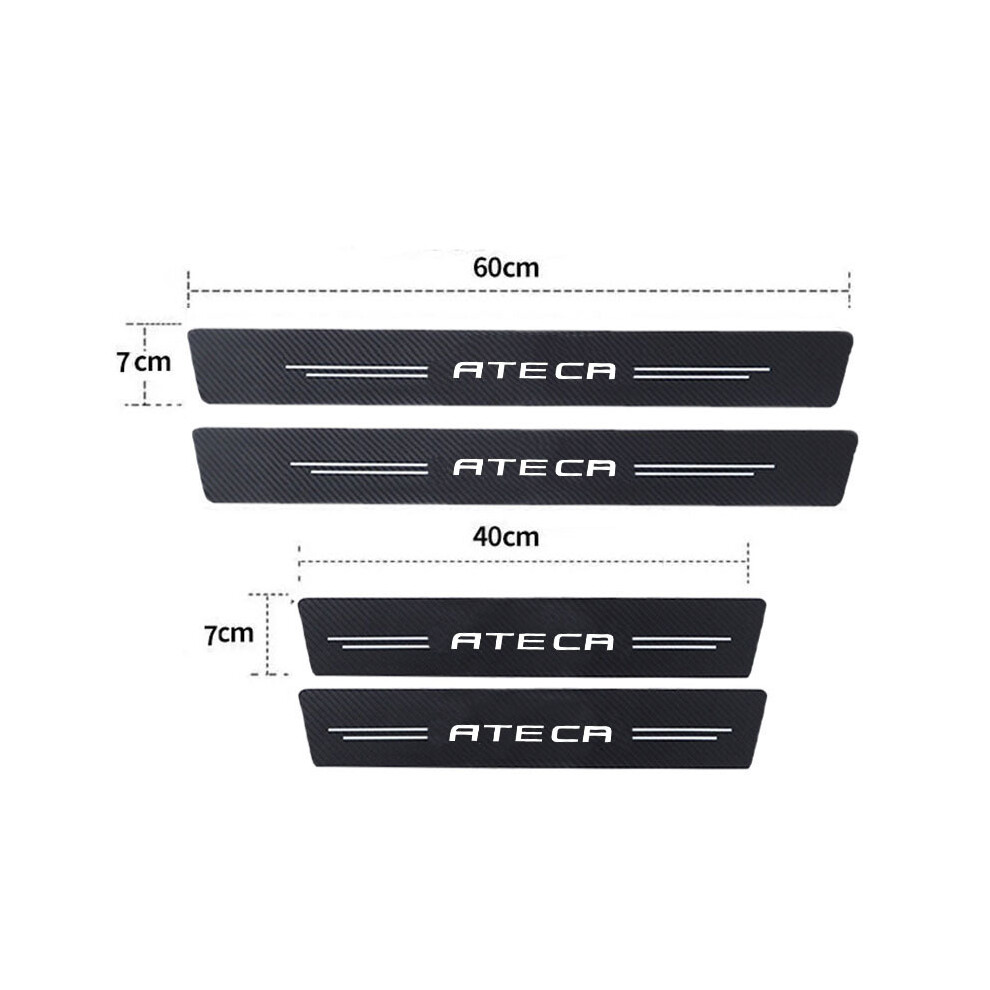 (4Pcs Door Sill) Carbon Fiber Car Door Pedal Strips For Seat Ateca Logo Auto Door Threshold Sill Protective Rear Trunk Bumper Guard 9160443707032