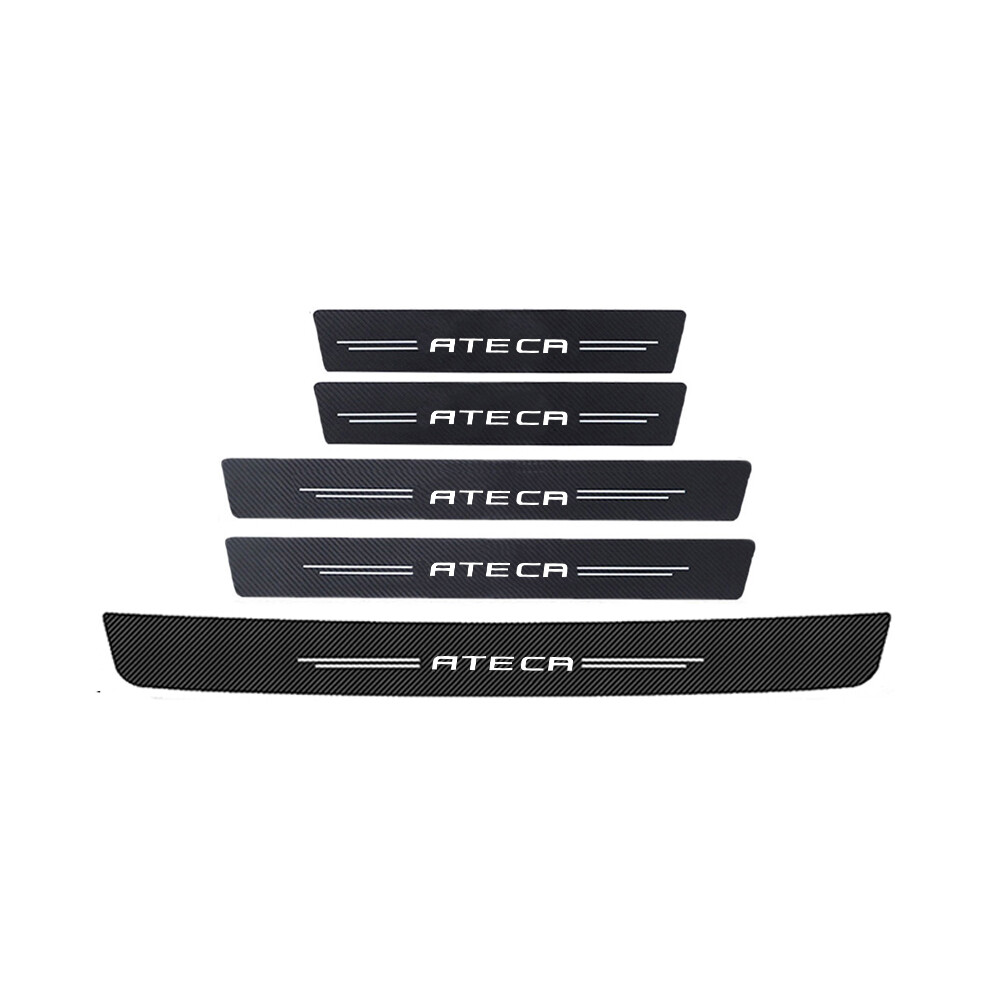 (5Pcs) Carbon Fiber Car Door Pedal Strips For Seat Ateca Logo Auto Door Threshold Sill Protective Rear Trunk Bumper Guard 9160443709425