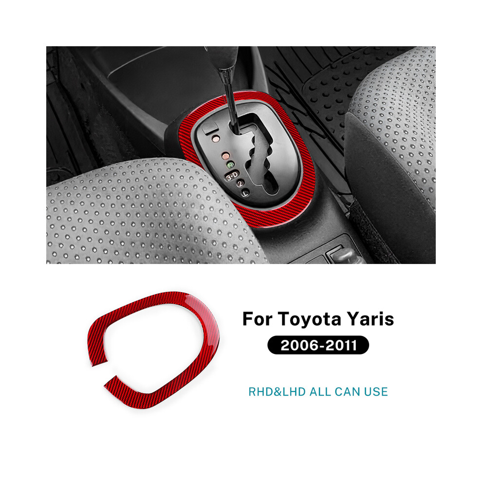 (For Lhd Outer) Real Soft Carbon Fiber Sticker For Toyota Yaris 2006 2007 2008 2009 2010 2011 Lhd Rhd Car Gear Shift Panel Interior Red 9160443708480