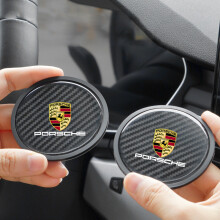 (2pcs-black) 2PC Non-Slip Carbon Fiber Car Water Coaster Cup Pad For Porsche Panamera Macan 718 Taycan 911 Cayman Boxster 9ya 971