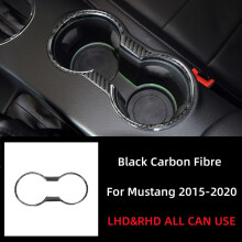 (black) For Ford Mustang GT 2015-2021 Car Accessories Carbon Fiber Interior Car Water Cup Holder Decoration Frame Trim Cover