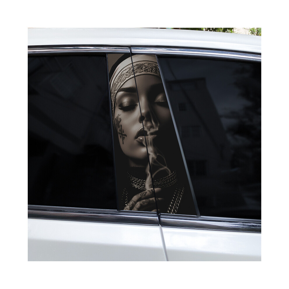 (A-331 Style11, 2Pcs) 2Pcs Smoking Nun Car Decal Car B-Pillar Sticker Diy Car Door Pillar Decal Waterproof Decal Cover Scratched Decal Nun 9160443702044