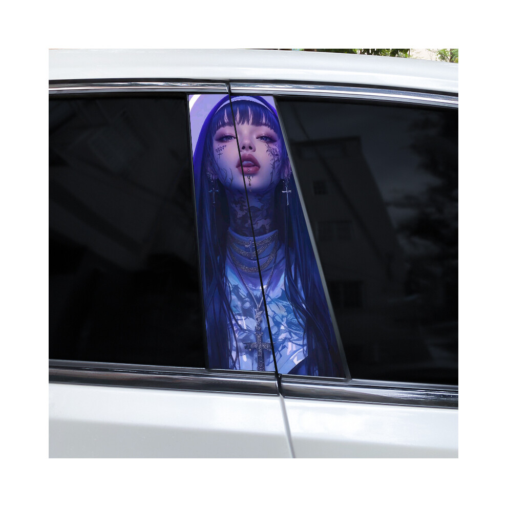 (A-331 Style10, 2Pcs) 2Pcs Smoking Nun Car Decal Car B-Pillar Sticker Diy Car Door Pillar Decal Waterproof Decal Cover Scratched Decal Nun 9160443702006