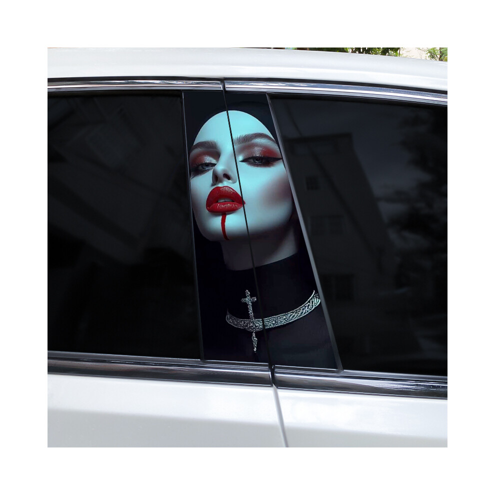 (A-331 Style12, 2Pcs) 2Pcs Smoking Nun Car Decal Car B-Pillar Sticker Diy Car Door Pillar Decal Waterproof Decal Cover Scratched Decal Nun 9160443702013