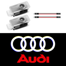 (For Audi) 2pcs Car LED Door Welcome Lights for AUDI SLINE QUATTRO S3 S4 S5 S6 S7 S8 RS A3 A5 A7 A4L A8L Q3 Q5 Q7 A4 A6L Auto