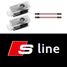 (For Sline) 2pcs Car LED Door Welcome Lights for AUDI SLINE QUATTRO S3 S4 S5 S6 S7 S8 RS A3 A5 A7 A4L A8L Q3 Q5 Q7 A4 A6L Auto