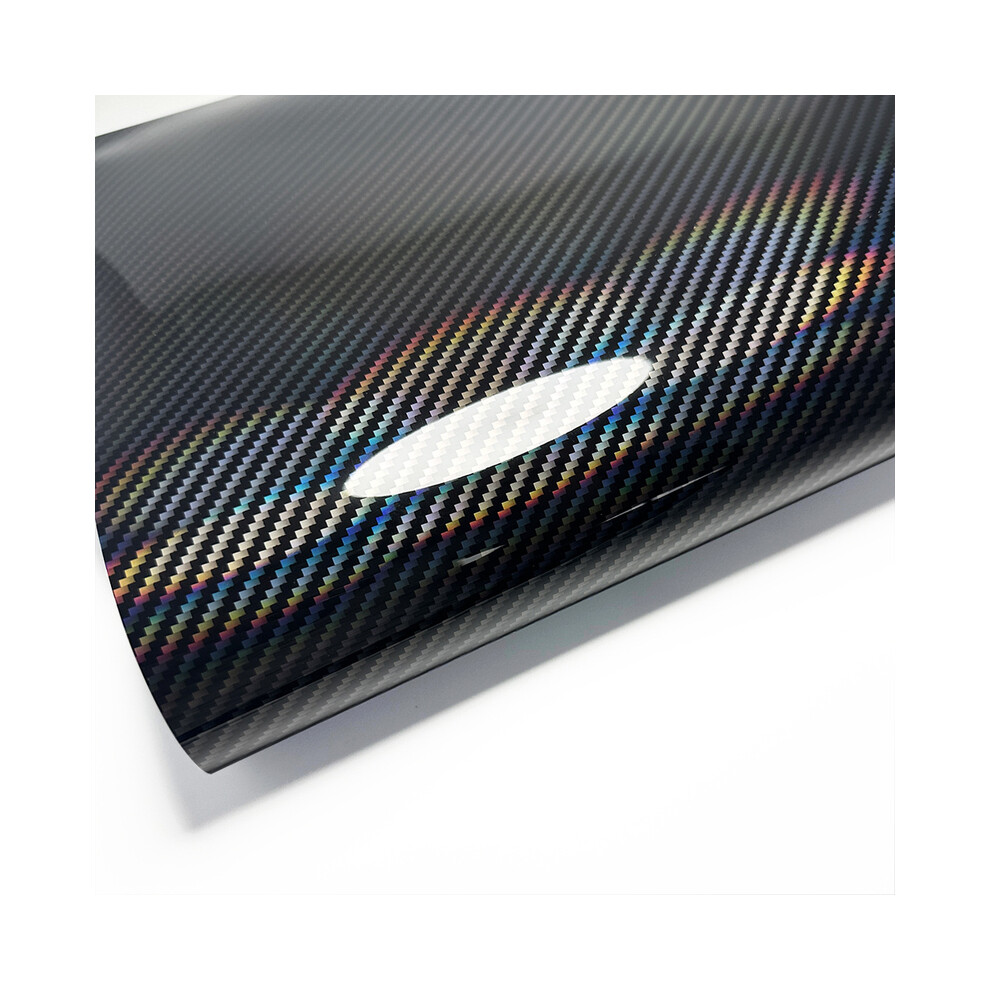 (Laser 30Cm X 152Cm) High Gloss Laser Carbon Fiber Vinyl Film Motorcycle Body Stickers Rainbow Car Film Covers Accessories Wrap Foil Black/Blue 9160443710834